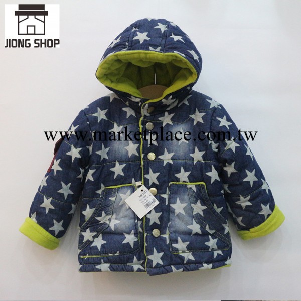 囧shop品牌童裝 新款童裝棉襖 星星牛仔連帽童棉衣 冬季時尚棉衣工廠,批發,進口,代購