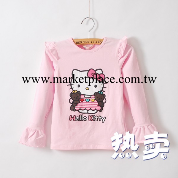 外貿童裝 H傢圓領針織T恤 KT貓小飛袖 女童T恤批發 5318工廠,批發,進口,代購