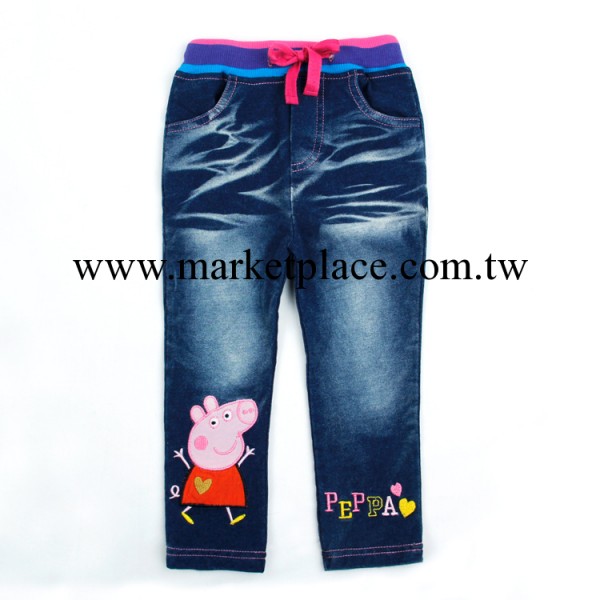 佩佩豬peppa pig 2013 秋季新款 女童洗水繡花牛仔褲 G4316工廠,批發,進口,代購