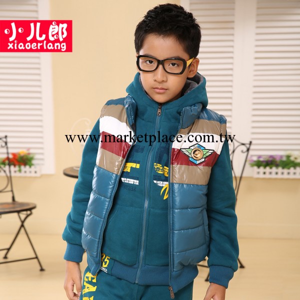 小兒郎童裝男童2013新款衛衣套裝馬甲加棉加厚三件套 2328工廠,批發,進口,代購