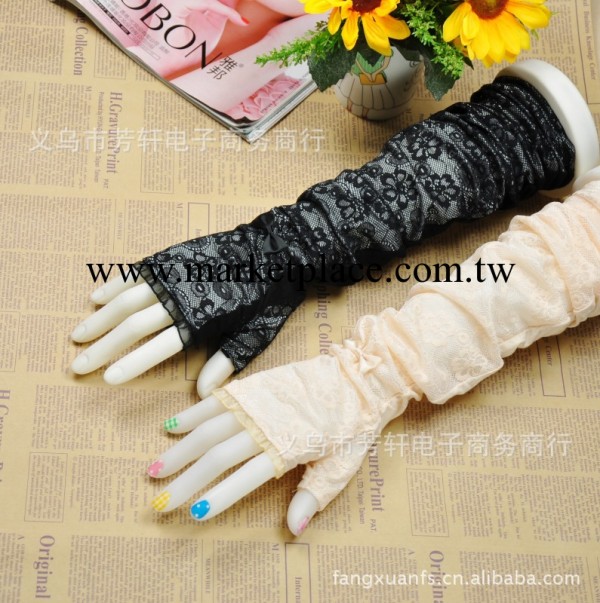批發防曬手套 新款蕾絲半指手套 帶蝴蝶結絲花邊防曬長款手套工廠,批發,進口,代購