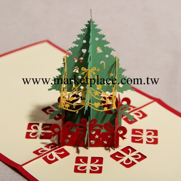 禮道創意 3D立體聖誕禮物 手工DIY 定制精美紅色聖誕賀卡工廠,批發,進口,代購