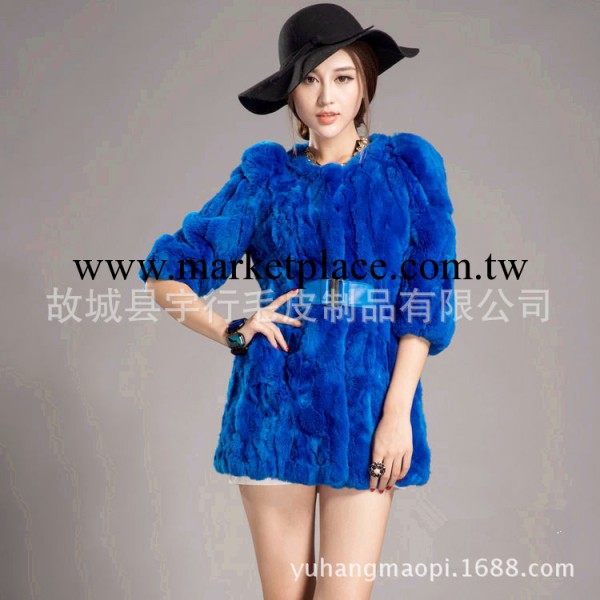 2013新款獺兔腰帶皮草服裝 圓領泡泡七分袖工廠,批發,進口,代購