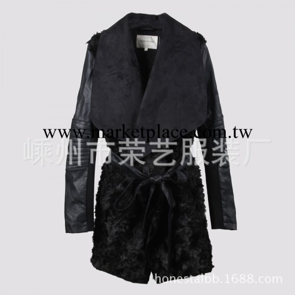 女款黑色皮草拼皮長袖外面毛毛外貿原單批發價 一件代發代理工廠,批發,進口,代購