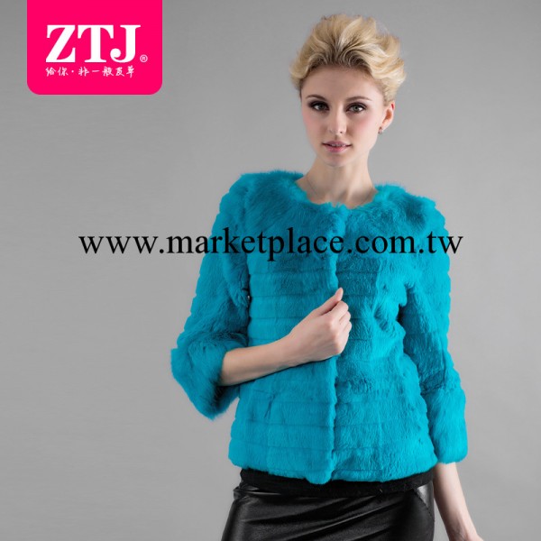 ZTJ 時尚剪絨條紋女式上衣皮草外套 海寧短款修身真兔毛 特價工廠,批發,進口,代購