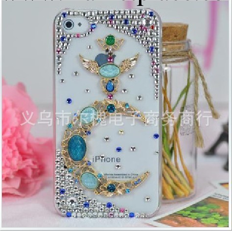 A-145iphone4s手機殼貼鉆DIY手工月亮女神金銀色飾品配件工廠,批發,進口,代購