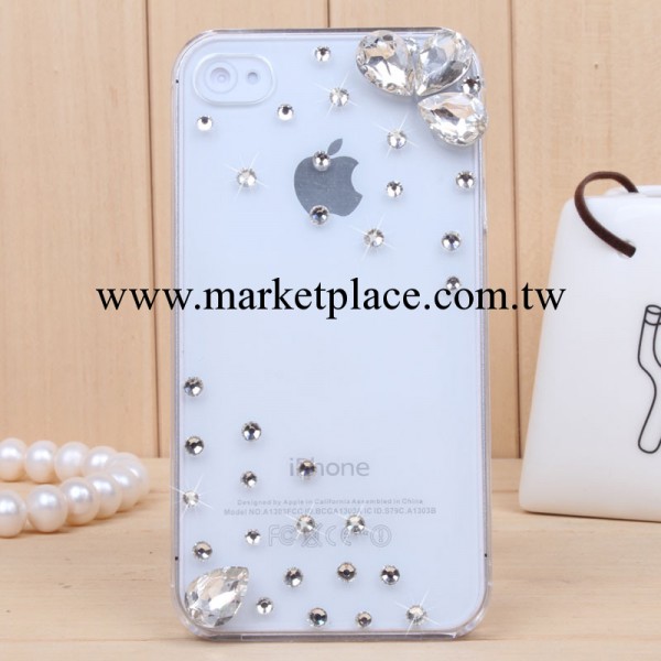 iPhone4/4S 5手機殼 蘋果4 5手機套 小水滴花鑲鉆手機殼 一件代發工廠,批發,進口,代購