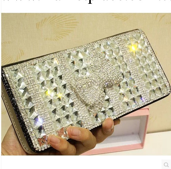 歐美2013時尚真皮錢包 立體蝴蝶結手工鑲鉆貼鉆錢包錢夾女包工廠,批發,進口,代購
