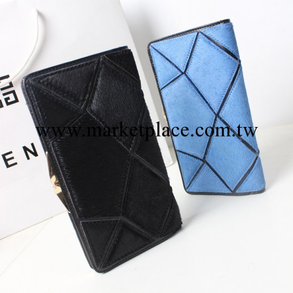 2013新款歐美大牌RY女長款錢包手拿雙面馬毛菱格拼接夾子錢包工廠,批發,進口,代購