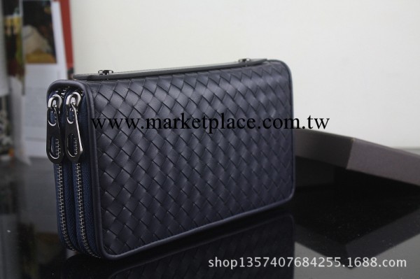 新品羊皮編織拉鏈手包 雙層拉鏈錢包 真皮手拿包 男士錢包工廠,批發,進口,代購