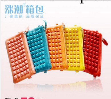 真皮女士長款鉚釘錢包 女士牛皮手拿包 多功能手抓包零錢包工廠,批發,進口,代購