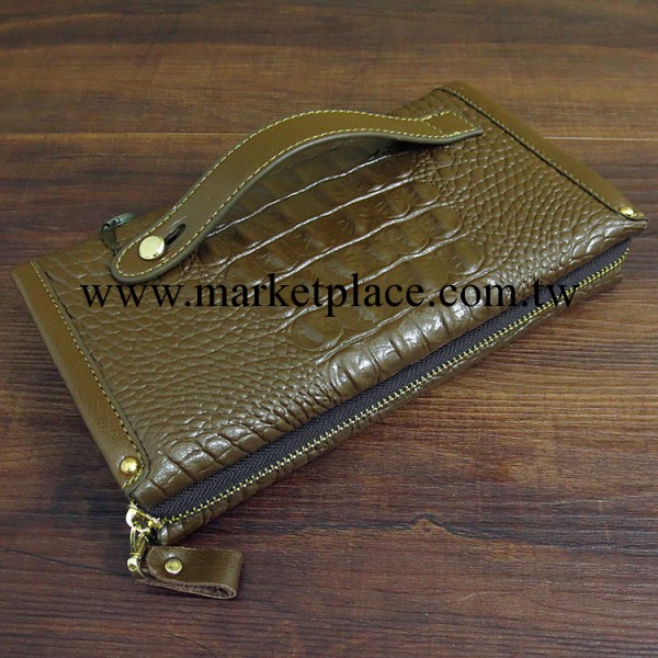 廣州品牌包包批發 2013男士商務多功能長款鱷魚皮紋真皮手拿包工廠,批發,進口,代購