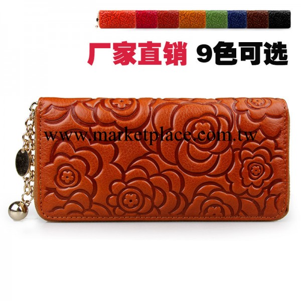 2013韓版真皮可愛壓花長款拉鏈錢包女士長款皮夾包手拿包錢包批發工廠,批發,進口,代購