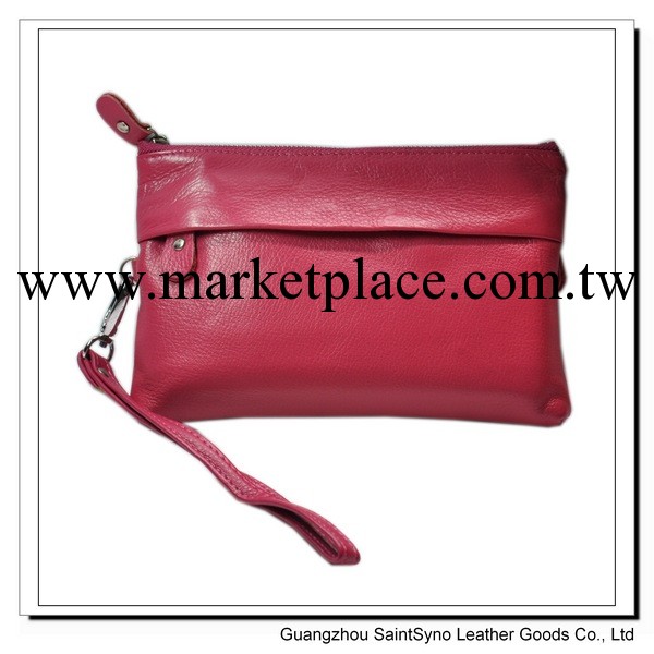 廠傢直供真皮錢包批發定制 長款女士時尚洋紅牛皮皮夾 手拿包工廠,批發,進口,代購