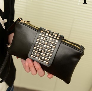 2013新款鉚釘手包錢包歐美風仿羊皮手拿包手抓簡約休閒女包包工廠,批發,進口,代購