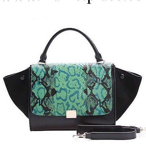 2013新品撞色蛇紋牛皮蝙蝠包真皮手提單肩斜挎女包包一件代銷代發工廠,批發,進口,代購