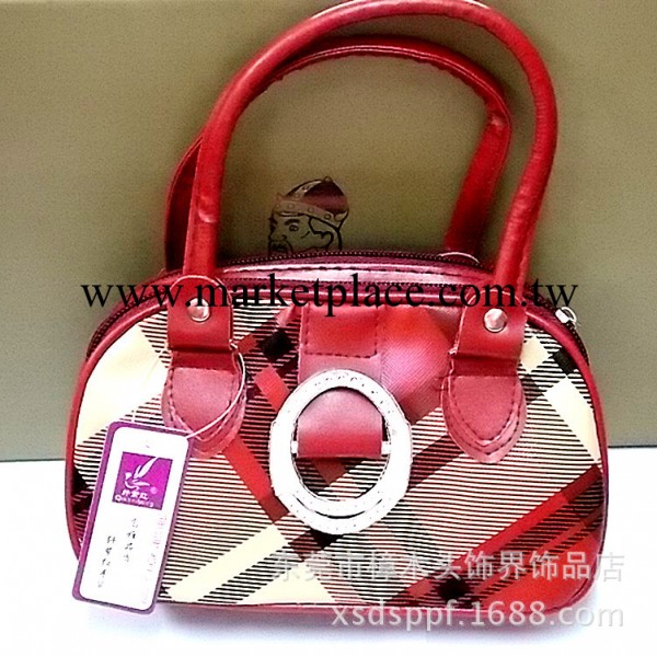 18X11.5CM紅色款格紋PU老人包 女士手提包 雙拉多款手提包包批發工廠,批發,進口,代購