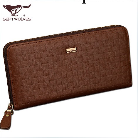 正品七匹狼高檔系列 男士長款單拉鏈牛皮手包 手抓包男式手拿包工廠,批發,進口,代購