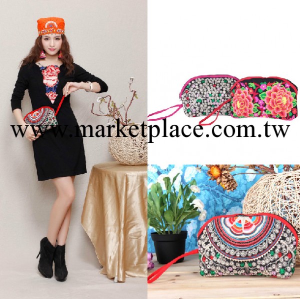 H9823 好衣庫時尚民族風刺繡手拎包手拿包三號零錢包工廠,批發,進口,代購