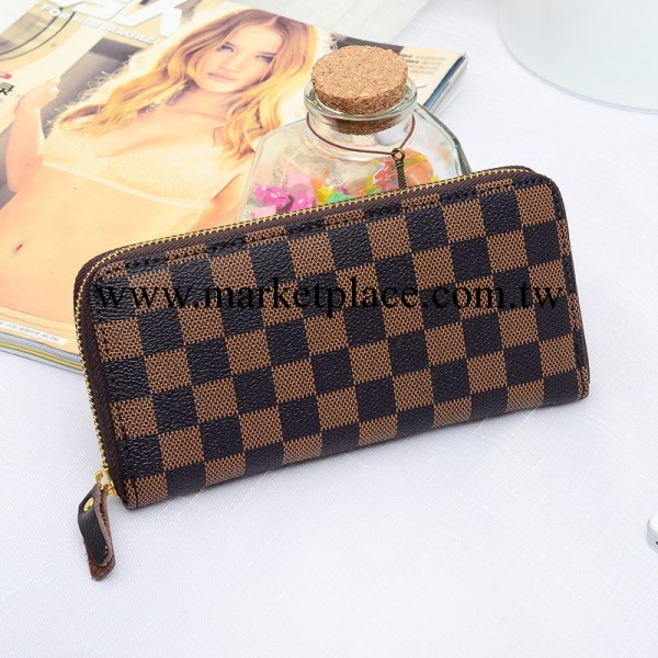 批發錢夾方格錢包 女士經典手拿包 2013新款潮包長款拉鏈格紋錢包工廠,批發,進口,代購