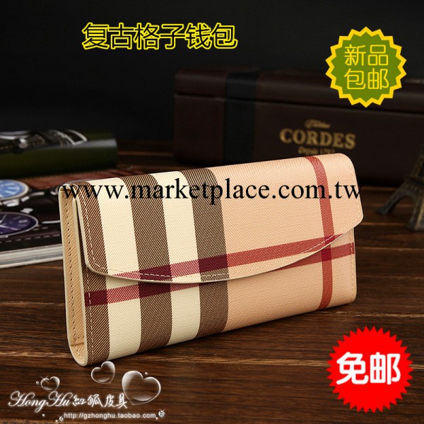 包郵2013歐美男女中性款格子懷舊長款錢包時尚格子錢包手拿包特價工廠,批發,進口,代購