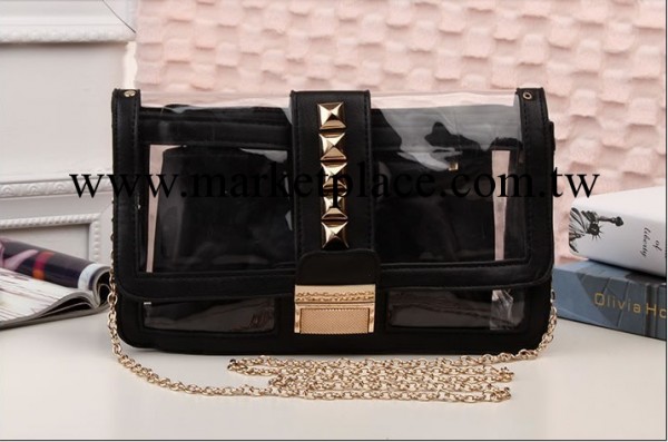 2013秋冬新款 潮女透明 時尚休閒女包 朋克風子母女包單肩手拿包工廠,批發,進口,代購