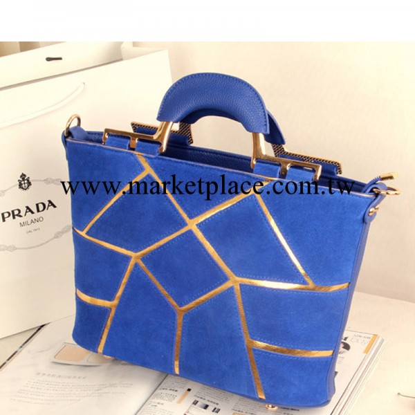 2013秋冬新品 歐美復古磨砂真皮高檔幾何拼接手提包單肩斜跨女包工廠,批發,進口,代購