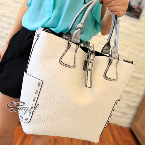 2013新款潮女包 歐美時尚鱷魚紋手提包包 單肩斜跨復古水桶包批發工廠,批發,進口,代購