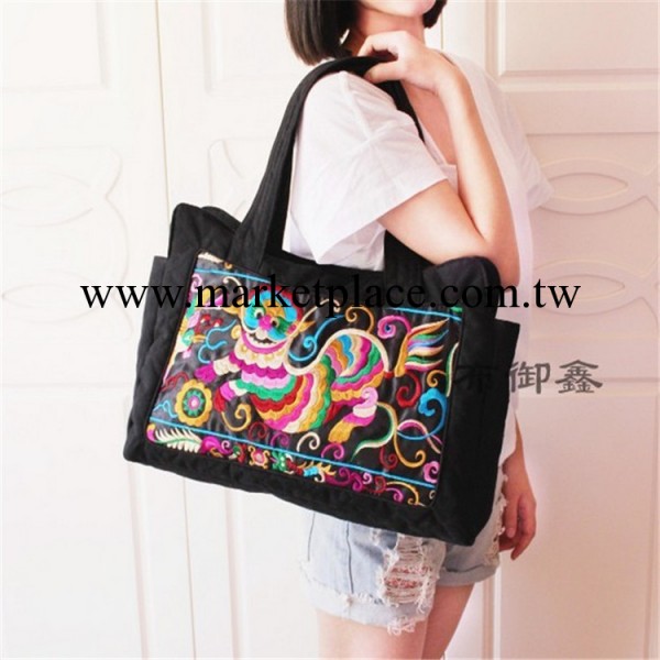 新款民族包包 吉祥獅子刺繡 棉麻帆佈 單肩包 手提包女包 可混批工廠,批發,進口,代購