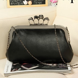 批發女包韓版2013新款骷髏頭真皮牛皮鏈條潮包晚宴手拿包小包女包工廠,批發,進口,代購