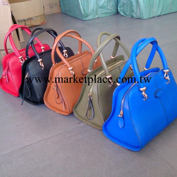 2013新款 熱銷皮包 純色拉鏈開口絲帶設計女式手提包廠傢批發工廠,批發,進口,代購