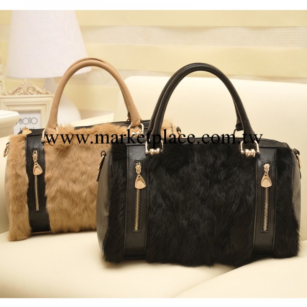 2013秋冬歐美時尚手提女包波士頓真兔毛枕頭包2263工廠,批發,進口,代購