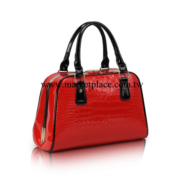 廠傢直銷2013新款鱷魚紋亮面定型手提單肩OL通勤包女包 特價工廠,批發,進口,代購