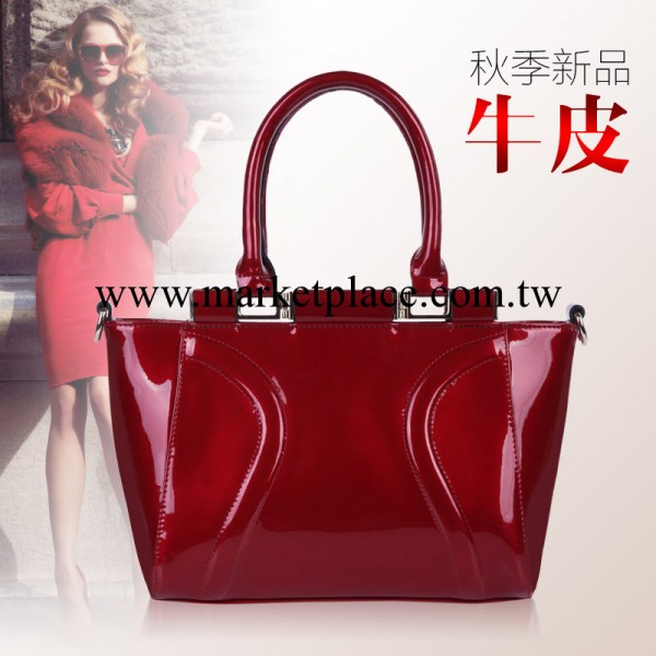 爆款時尚高檔真皮女士手提包牛漆皮潮流行單肩休閒斜跨包歐美女包工廠,批發,進口,代購