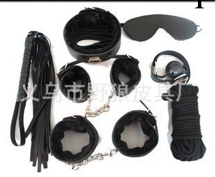 情趣皮革用品新款 黑色毛絨7件套 成人用品 遊戲套裝 一件代發工廠,批發,進口,代購