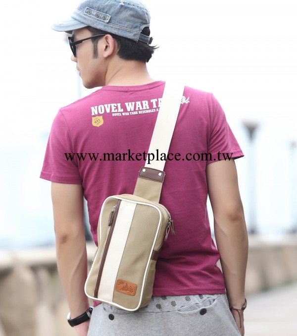 B02709 2013新款箱包 原版正品包包 韓版男包 帆佈胸包斜挎包批發工廠,批發,進口,代購