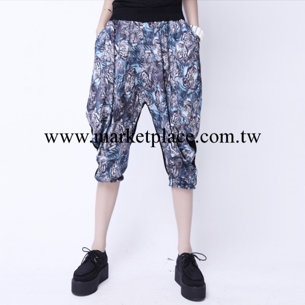 9009-2新款夏季哈倫褲 絲光棉印老虎頭七分女褲 韓國女式休閒褲工廠,批發,進口,代購