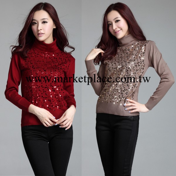 最新爆款 秋裝新款羊毛修身亮片毛衣女式針織高領打底衫毛衣C228工廠,批發,進口,代購