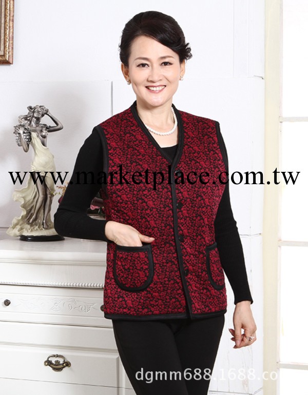 冬款中老年服裝 大碼加絨加厚女式保暖背心批發 媽媽棉質馬甲工廠,批發,進口,代購