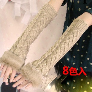 仿兔毛羊毛手套長女韓版露指手臂套 秋冬保暖毛毛加厚麻花手套工廠,批發,進口,代購