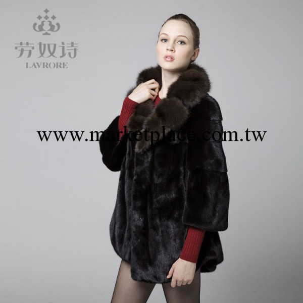 勞奴詩皮草女款2013新款黑色紫貂 西服領 貂皮大衣外套廠傢直銷工廠,批發,進口,代購
