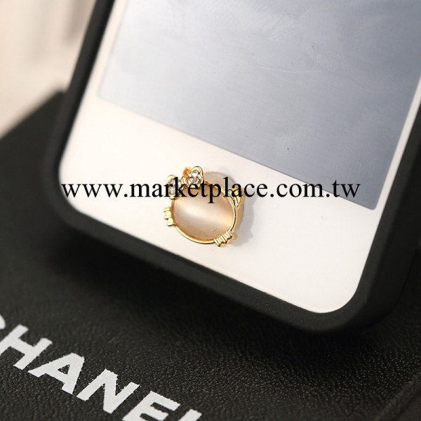 新款手機配飾 新到款貓咪貓眼石按鍵貼 iPhone 4s home 按鍵貼工廠,批發,進口,代購