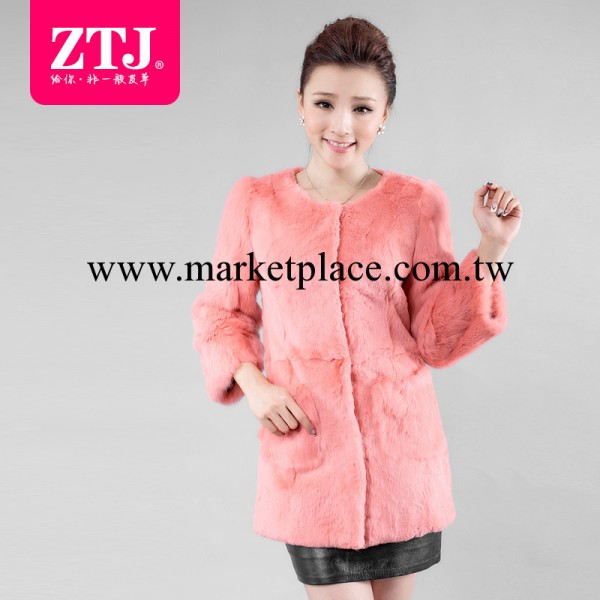 ZTJ 秋冬海寧整皮兔毛女外套裝 粉色圓領中長款反季特價皮草包郵工廠,批發,進口,代購