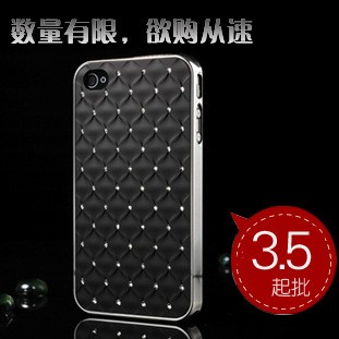 蘋果IPHONE4/4S 滿天星手機外殼 鑲鉆保護套 斜紋帶鉆 廠價直銷工廠,批發,進口,代購