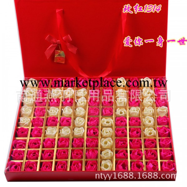 聖誕99朵高檔香皂花玫瑰禮盒 玫紅1314情人節慶用品創意禮品批發工廠,批發,進口,代購