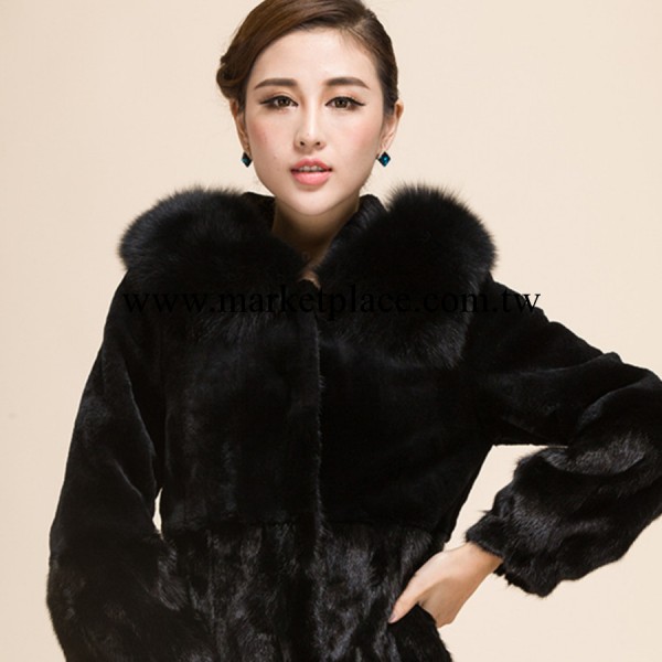 2013秋冬新款海寧皮草特價正品獺兔毛水貂毛拼接中長款女工廠,批發,進口,代購
