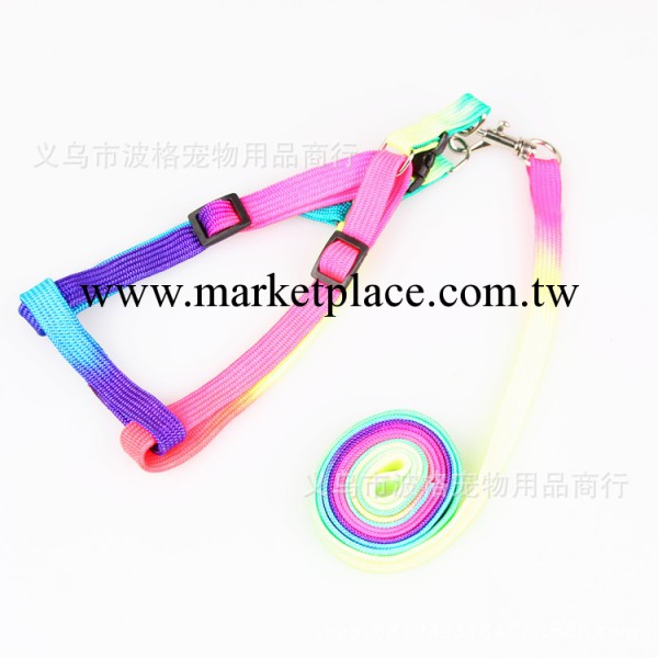 廠傢供應 寵物七彩胸背帶 彩虹牽引繩 狗狗牽引繩胸背帶 特價現貨工廠,批發,進口,代購