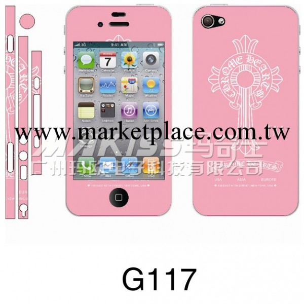 iphone4閃鉆彩膜 iphone卡通彩膜 星光膜帶邊貼 星光卡通膜G117工廠,批發,進口,代購
