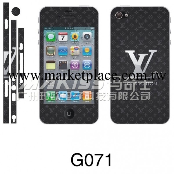 蘋果iphone4星光膜 iphone閃鉆卡通膜 卡通彩膜帶邊貼 星光膜G071工廠,批發,進口,代購