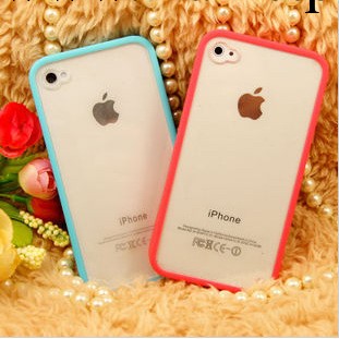 iPhone4/4S手機殼 PC+TPU邊框 蘋果4保護套 外殼配件潮 透明鏡面工廠,批發,進口,代購